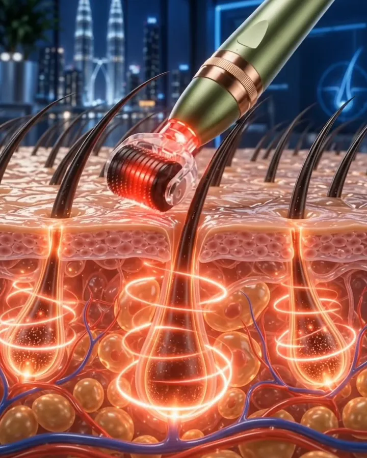 The Folli-Doc green device stimulating the follicles